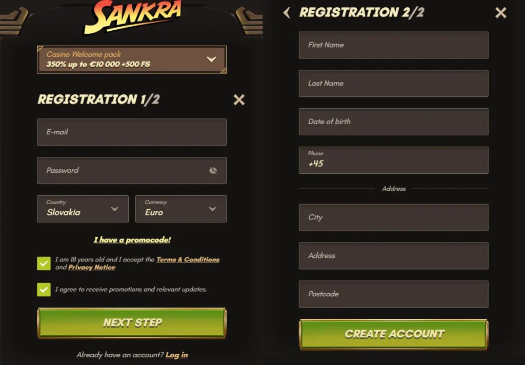 Sankra Casino registr